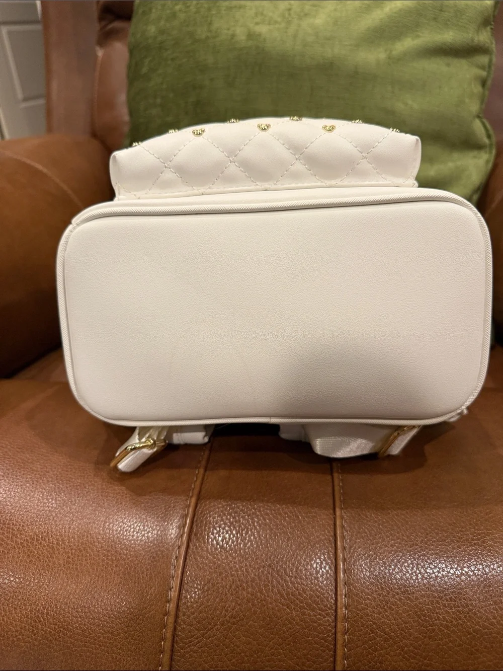 Loungefly White Minnie Ear Mini Backpack with Red Bow Accent